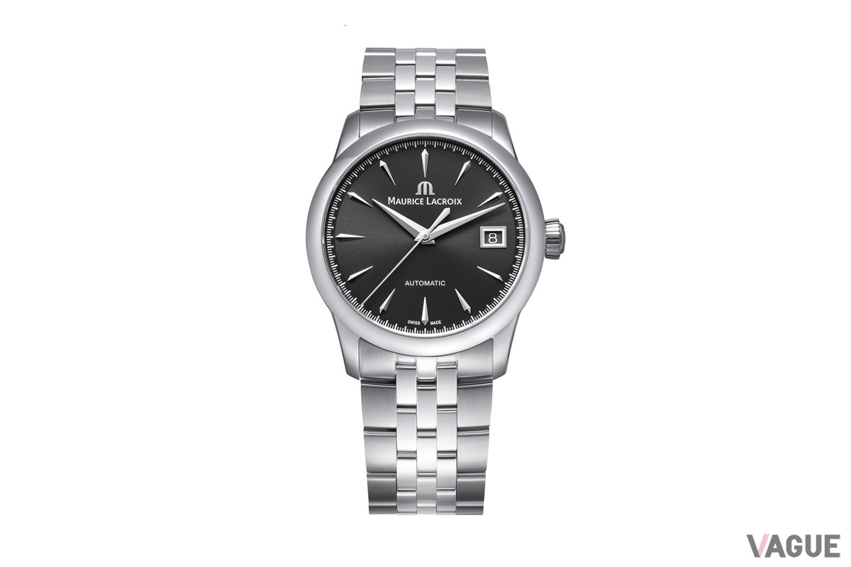 ステンレススティール製ブレスレットとブラックダイヤルを組み合わせたモデル（36mm／756007-SS002-330-1）