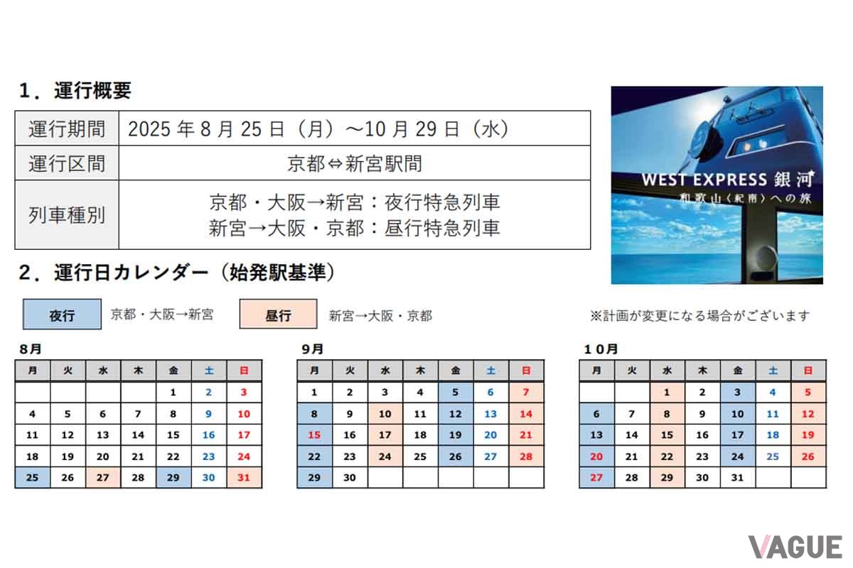 JR西日本の臨時特別急行列車「WEST EXPRESS 銀河」の紀南コース