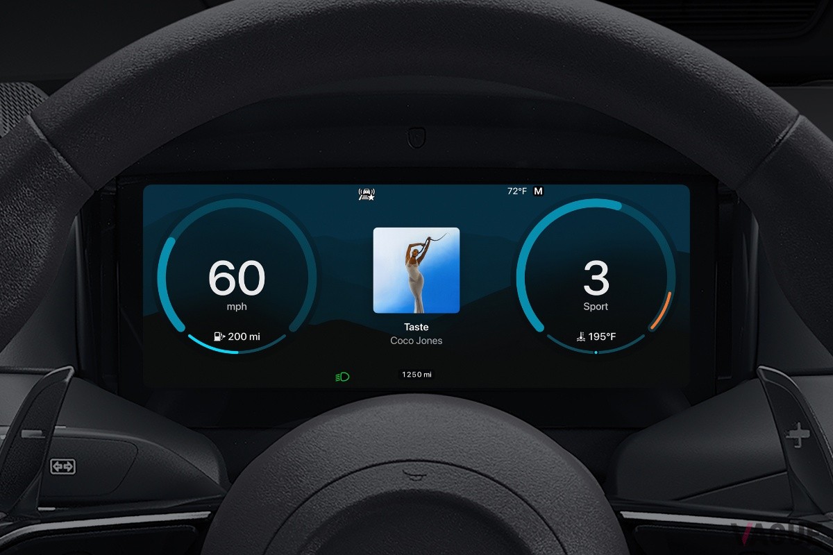 Apple CarPlay Ultraでは、スピードメーターやタコメーターのデザインまで自由にカスタマイズ可能