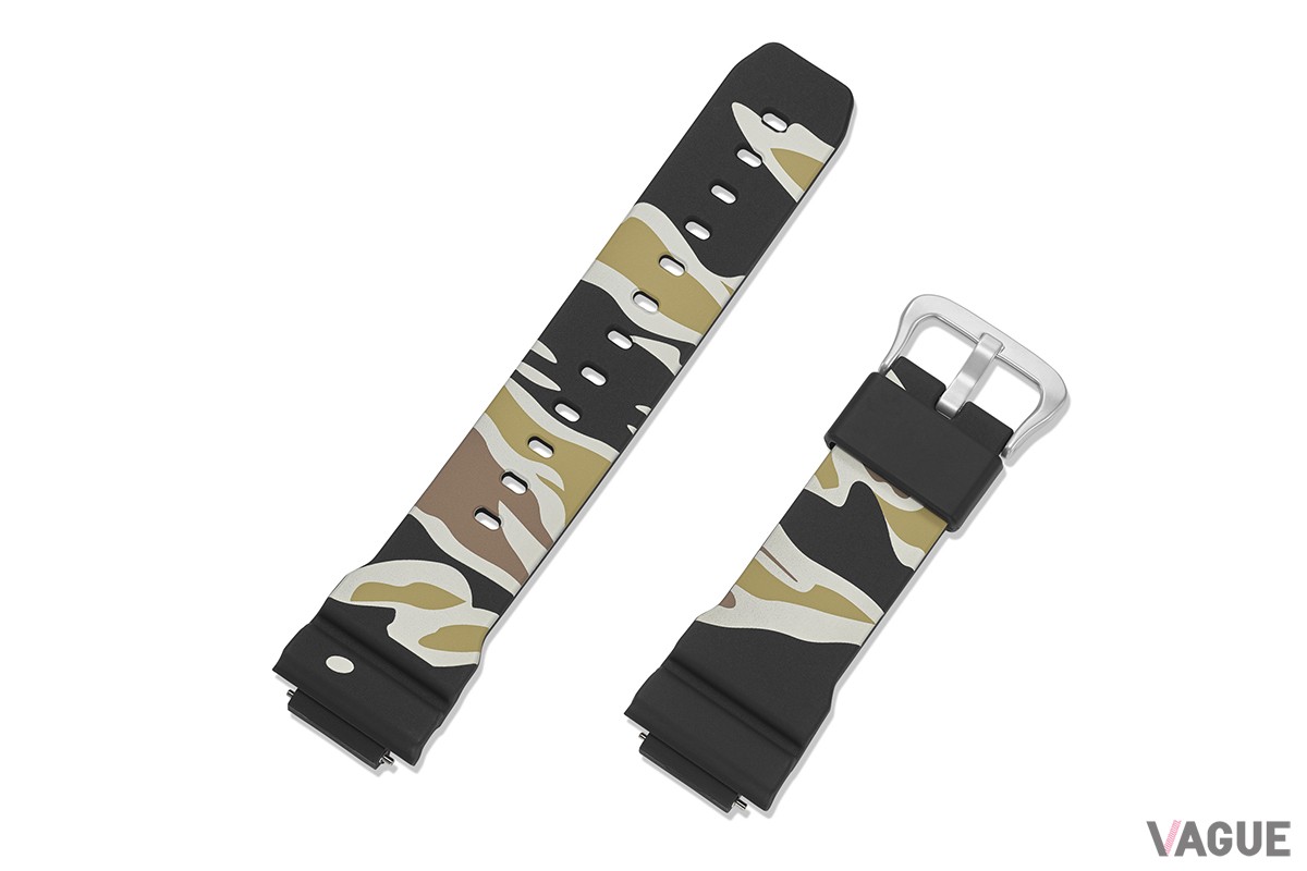 付け替え用バンド。こちらはブラックのタイガーカモ柄