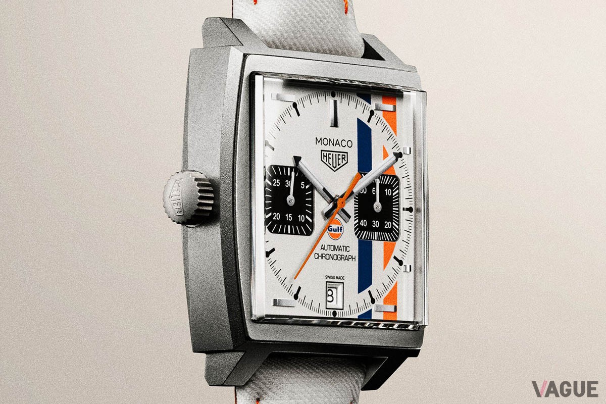 ケース径は39mm。素材はグレード2チタン製。スクエアケース、左側のリューズと反骨心のあふれるデザインは現代においても魅力的