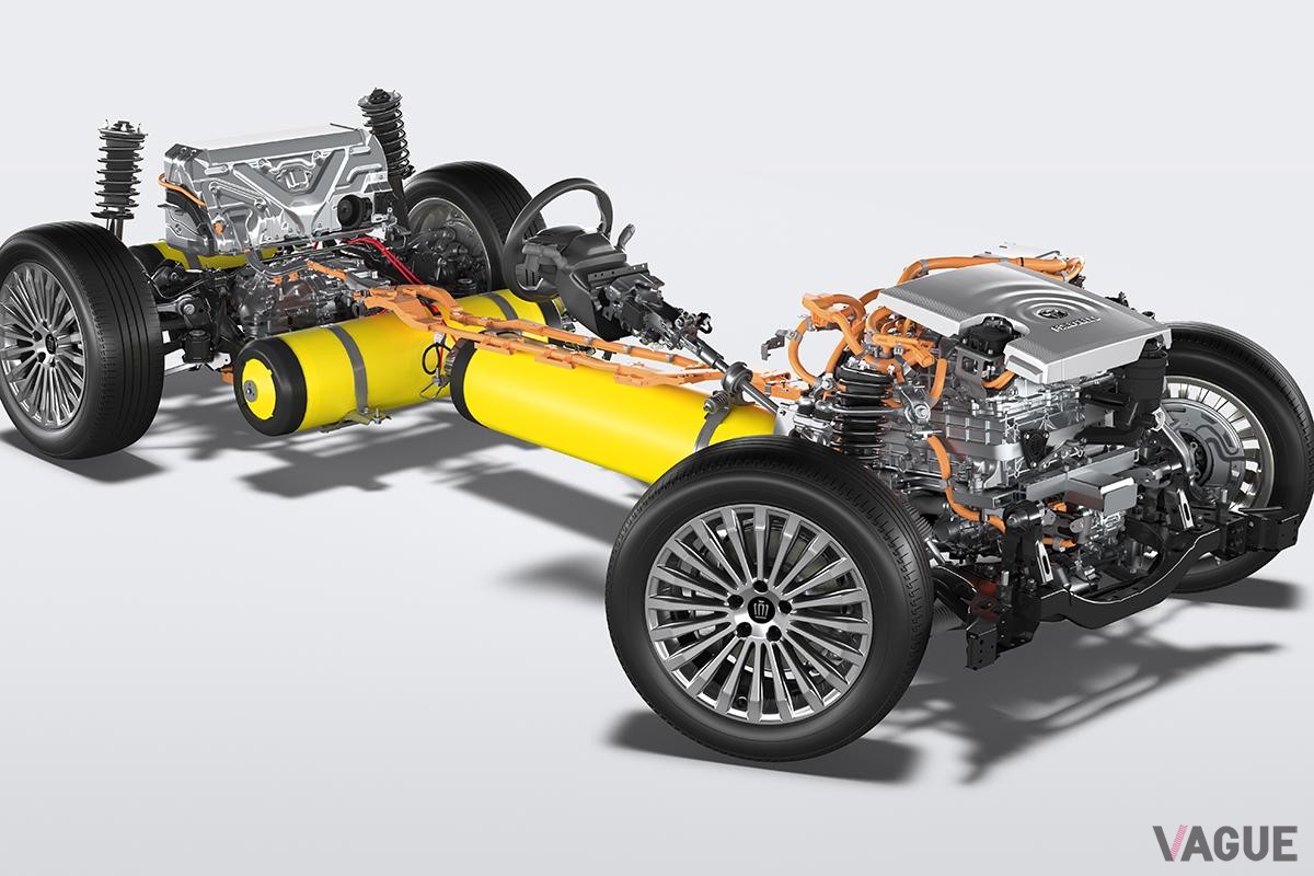 2023年11月に発売されたトヨタ新型「クラウン・セダン」の燃料電池車のシャシ
