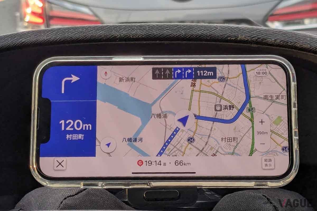 Yahoo!カーナビ。ルート案内中は広い道を優先するため、その安心度はとても高い
