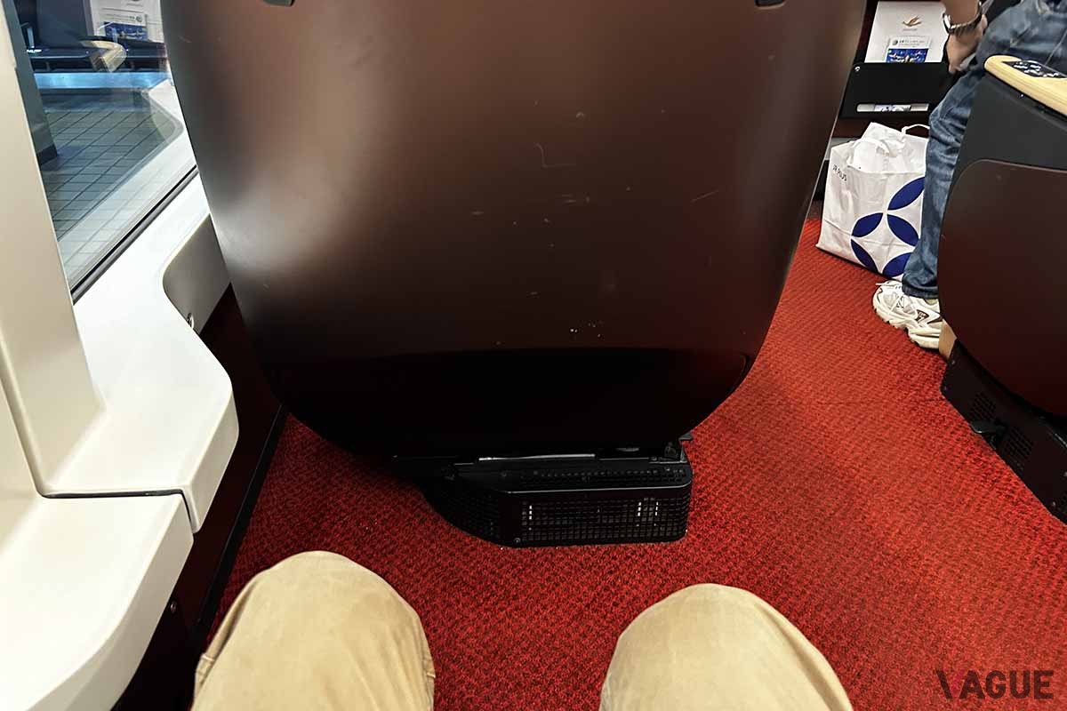 近鉄特急「ひのとり」のプレミアムシートのひざ周り