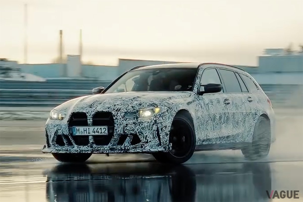 BMWがカーボンパーツと専用エアロをまとう「M3 CSツーリング」のティザー動画を公開