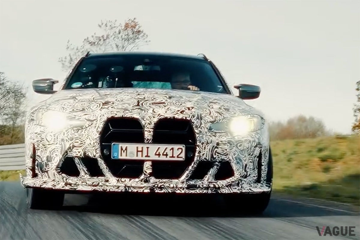BMWがカーボンパーツと専用エアロをまとう「M3 CSツーリング」のティザー動画を公開