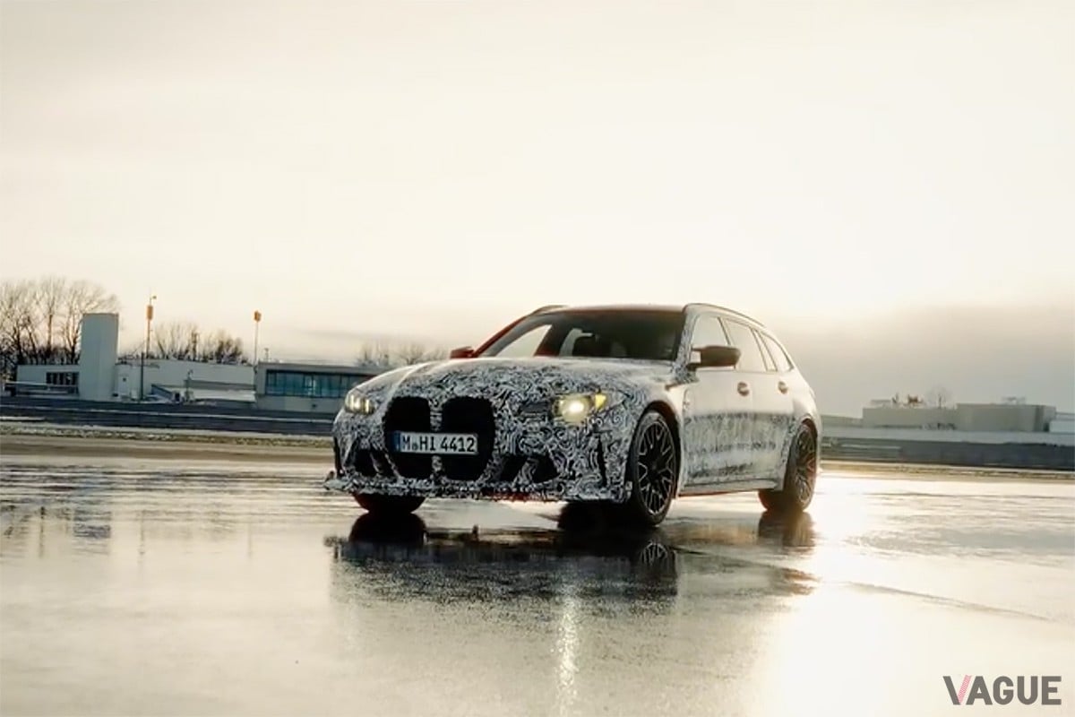 BMWがカーボンパーツと専用エアロをまとう「M3 CSツーリング」のティザー動画を公開