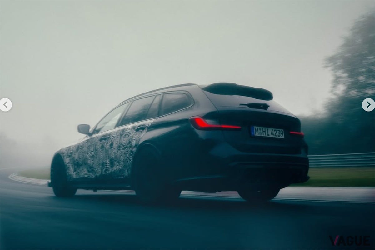 BMWがカーボンパーツと専用エアロをまとう「M3 CSツーリング」のティザー動画を公開