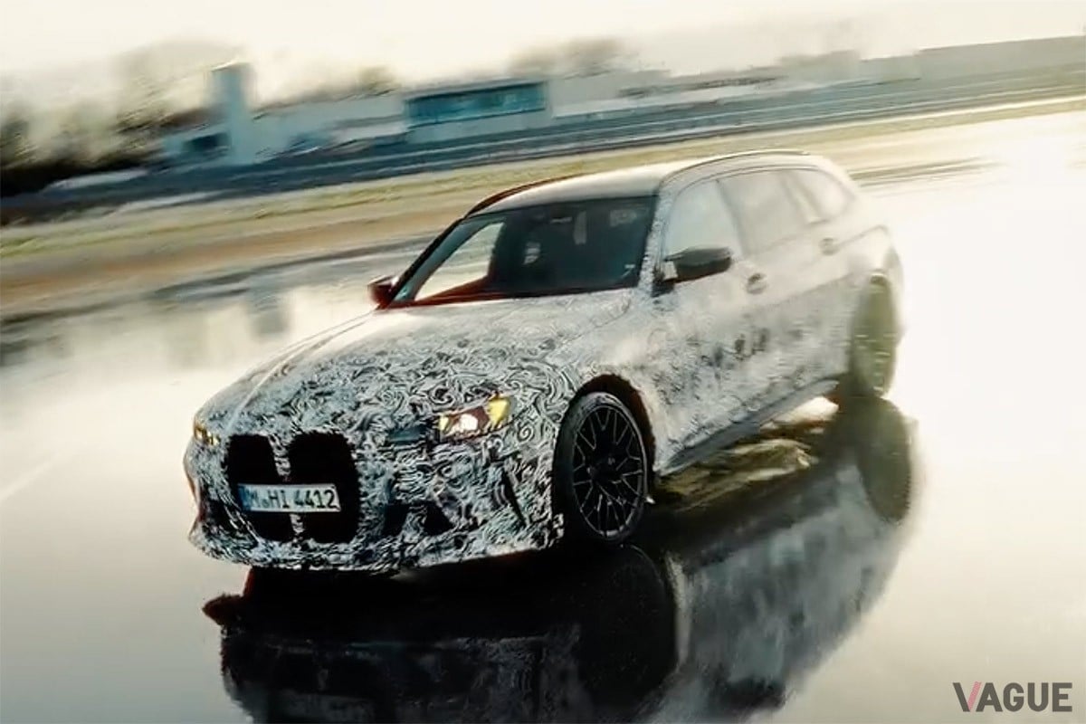 BMWがカーボンパーツと専用エアロをまとう「M3 CSツーリング」のティザー動画を公開