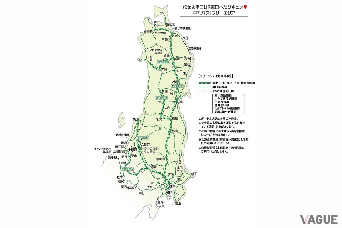平日1日もしくは2日間、JR東日本全線が乗り放題となる「キュン・パス」。乗り鉄必見だ