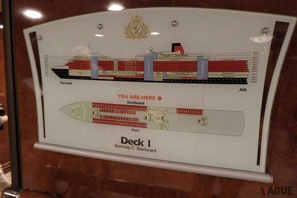 クイーン・エリザベス船内の案内図