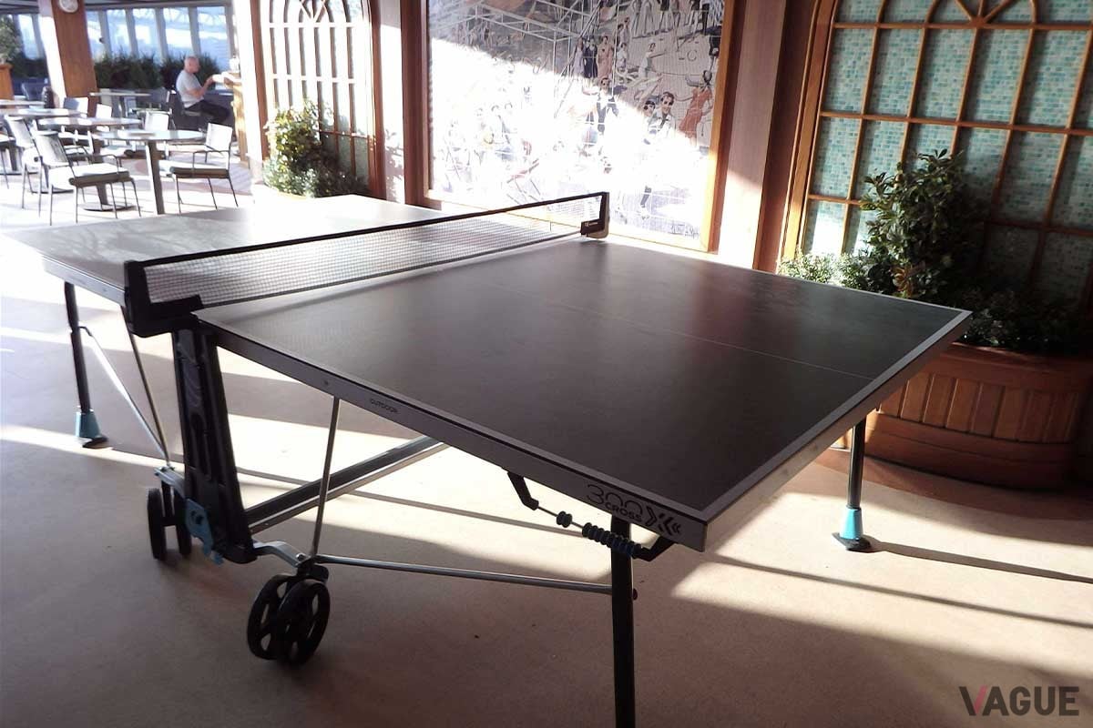 プールサイドには卓球台も