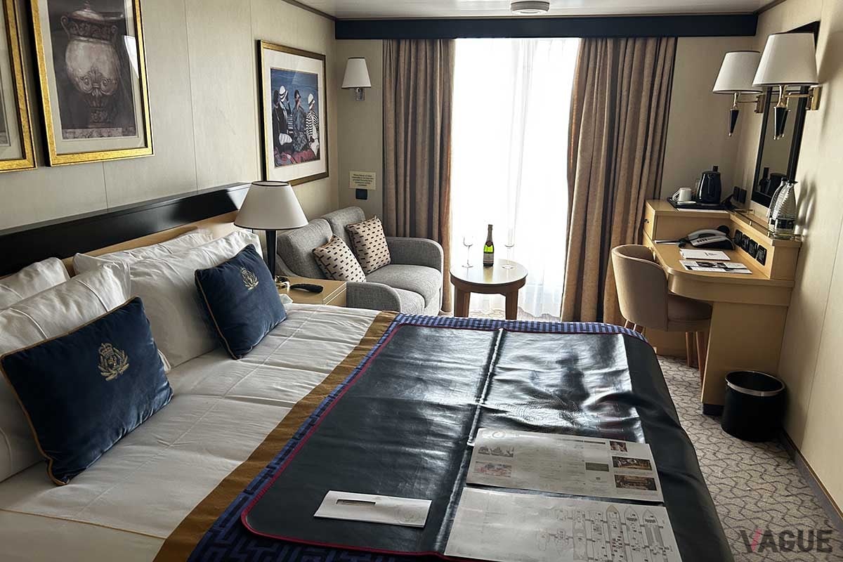 今回宿泊した部屋。バルコニーがついた「ブリタニア・バルコニー（海側）」という部屋だった