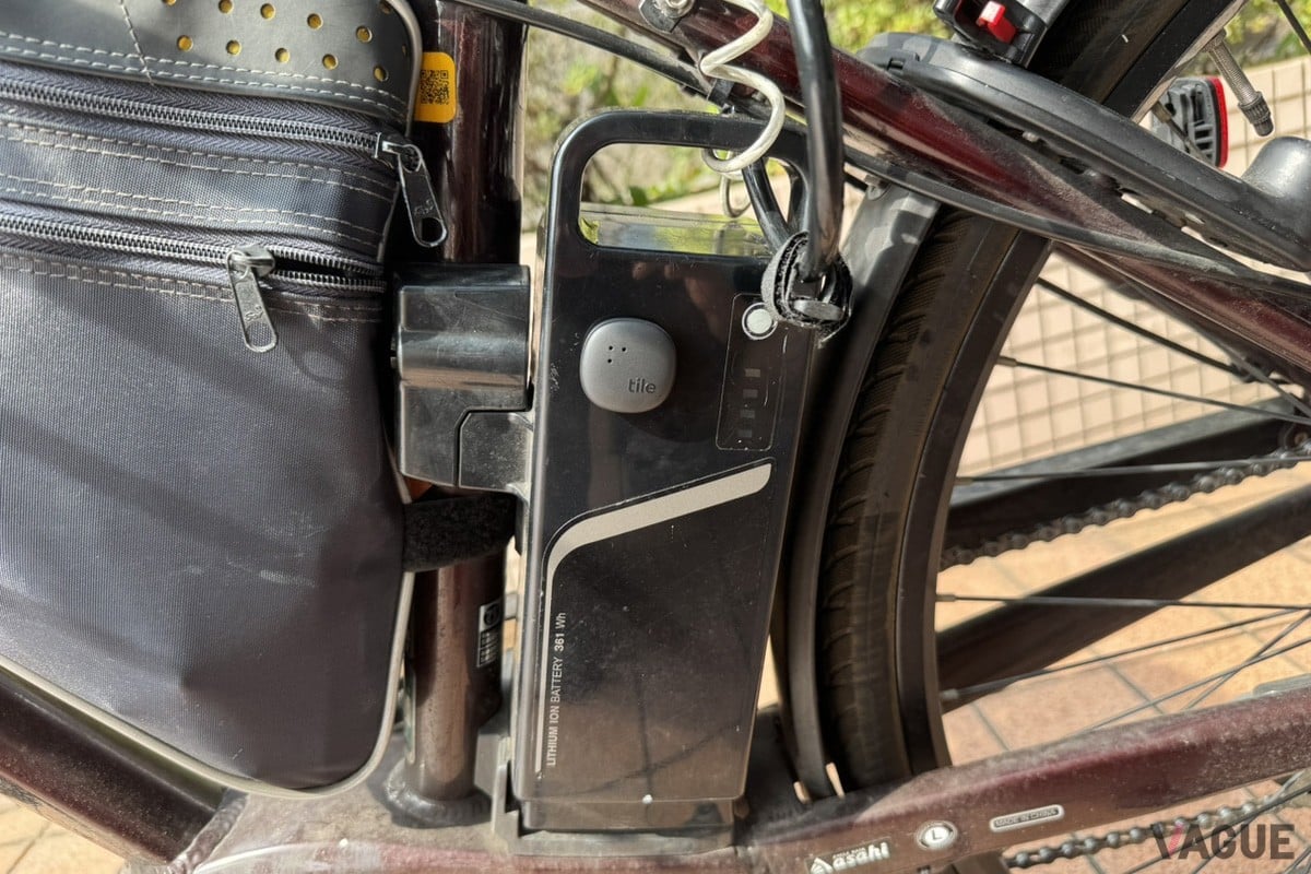 実際に自転車に貼り付けたTile Sticker