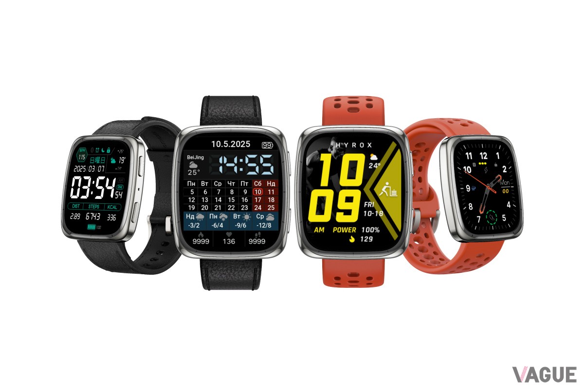 「Amazfit Active 2 Square」（2万3900円 消費税込）高級感のあるブラックレザーの他に快適なフィット感が楽しめるラバーストラップが付属、2通りの着こなしが楽しめる