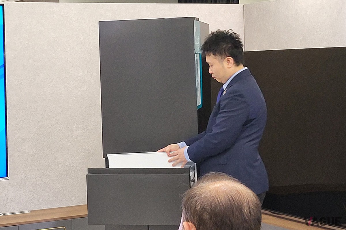 今年4月に開催されたハイセンスのファミリーユースの冷蔵庫発表会の様子