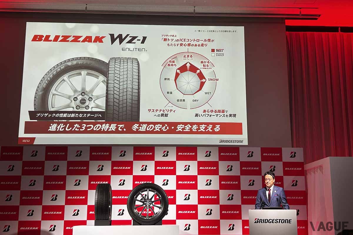 2025年9月より順次発売されるブリヂストンの新スタッドレスタイヤ「ブリザックWZ-1」のプレゼンテーション資料