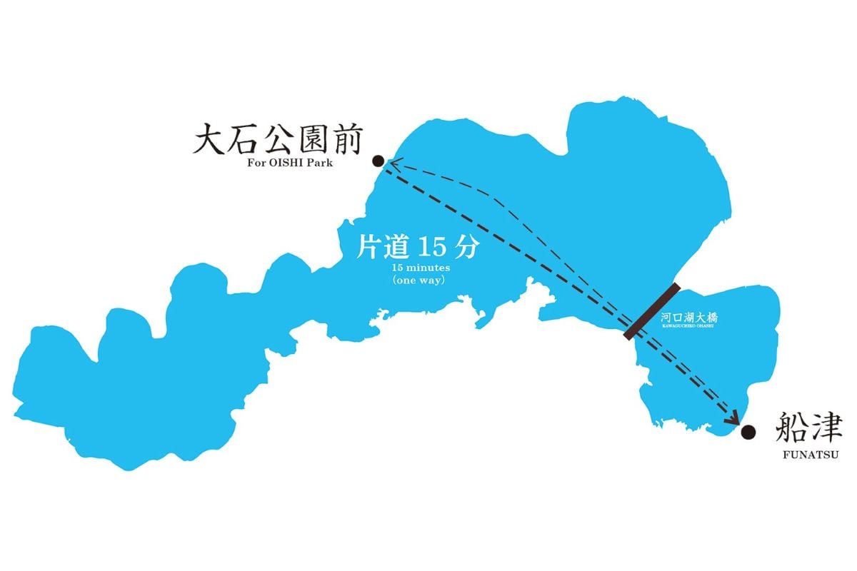 新航路「大石公園ライン」運航コース（富士五湖汽船公式サイトより）