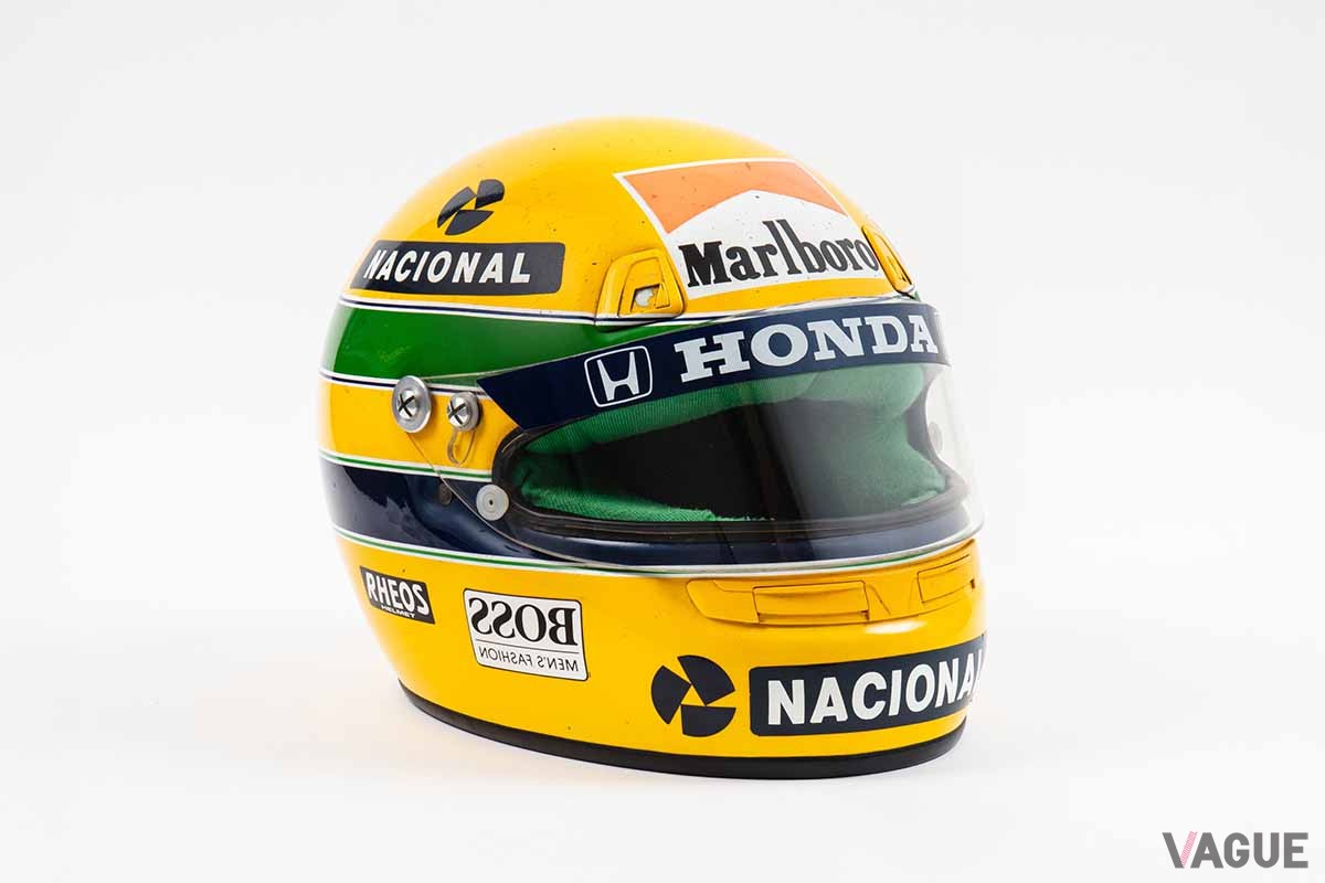 オークションに出品予定のアイルトン・セナ選手のヘルメット（1991年シーズン）