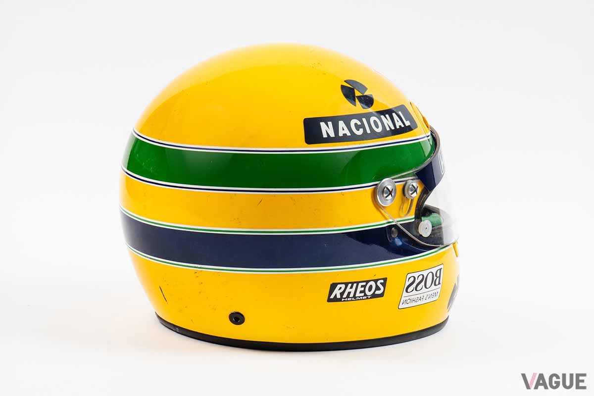 オークションに出品予定のアイルトン・セナ選手のヘルメット（1991年シーズン）