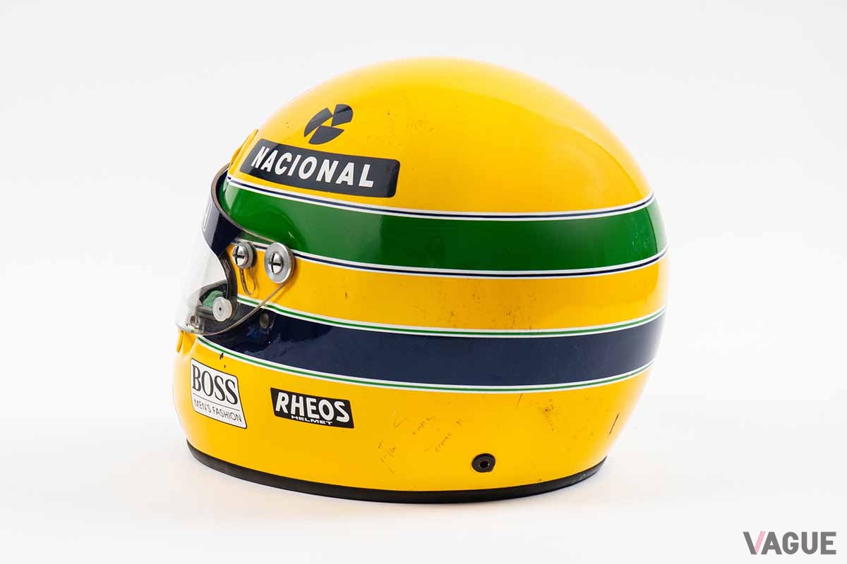 オークションに出品予定のアイルトン・セナ選手のヘルメット（1991年シーズン）