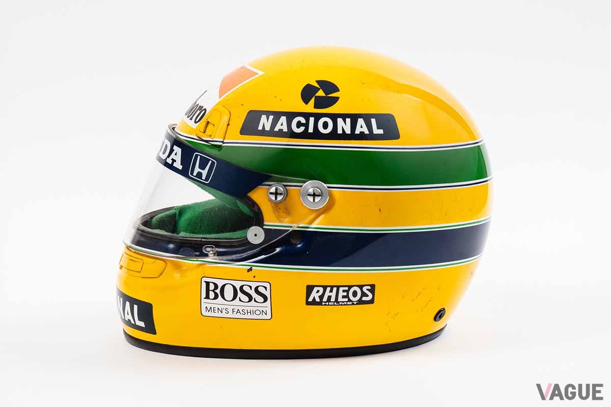 オークションに出品予定のアイルトン・セナ選手のヘルメット（1991年シーズン）