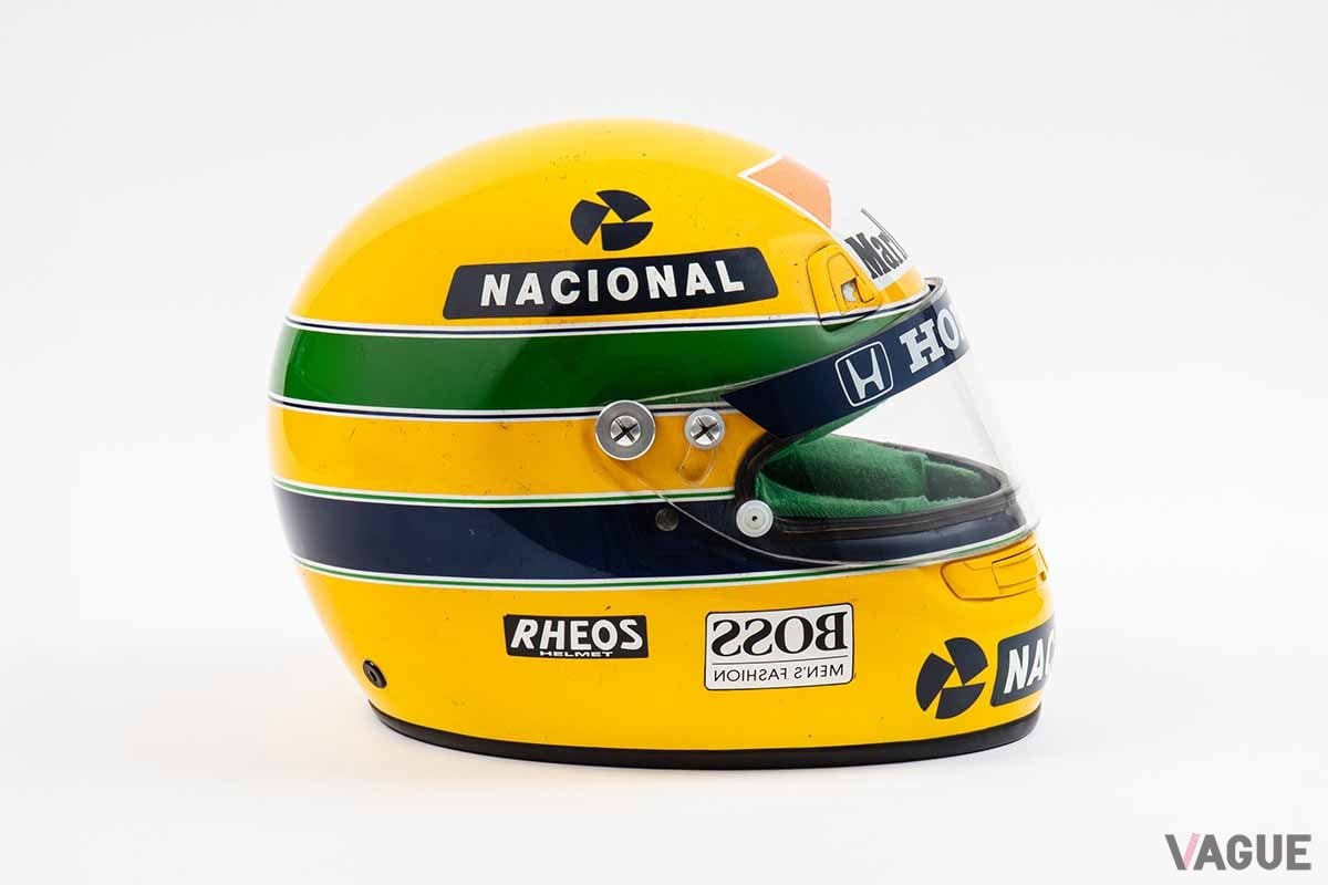 オークションに出品予定のアイルトン・セナ選手のヘルメット（1991年シーズン）