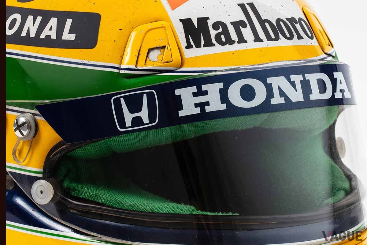 オークションに出品予定のアイルトン・セナ選手のヘルメット（1991年シーズン）