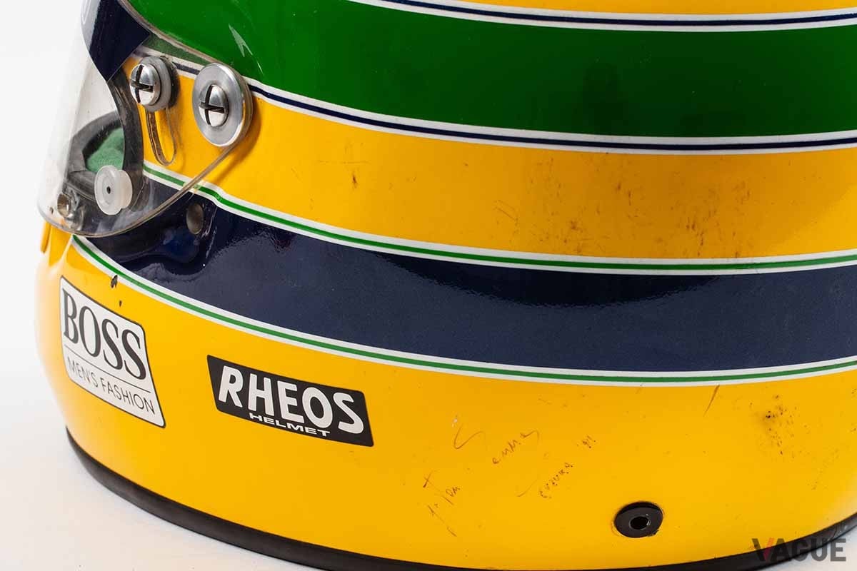オークションに出品予定のアイルトン・セナ選手のヘルメット（1991年シーズン）