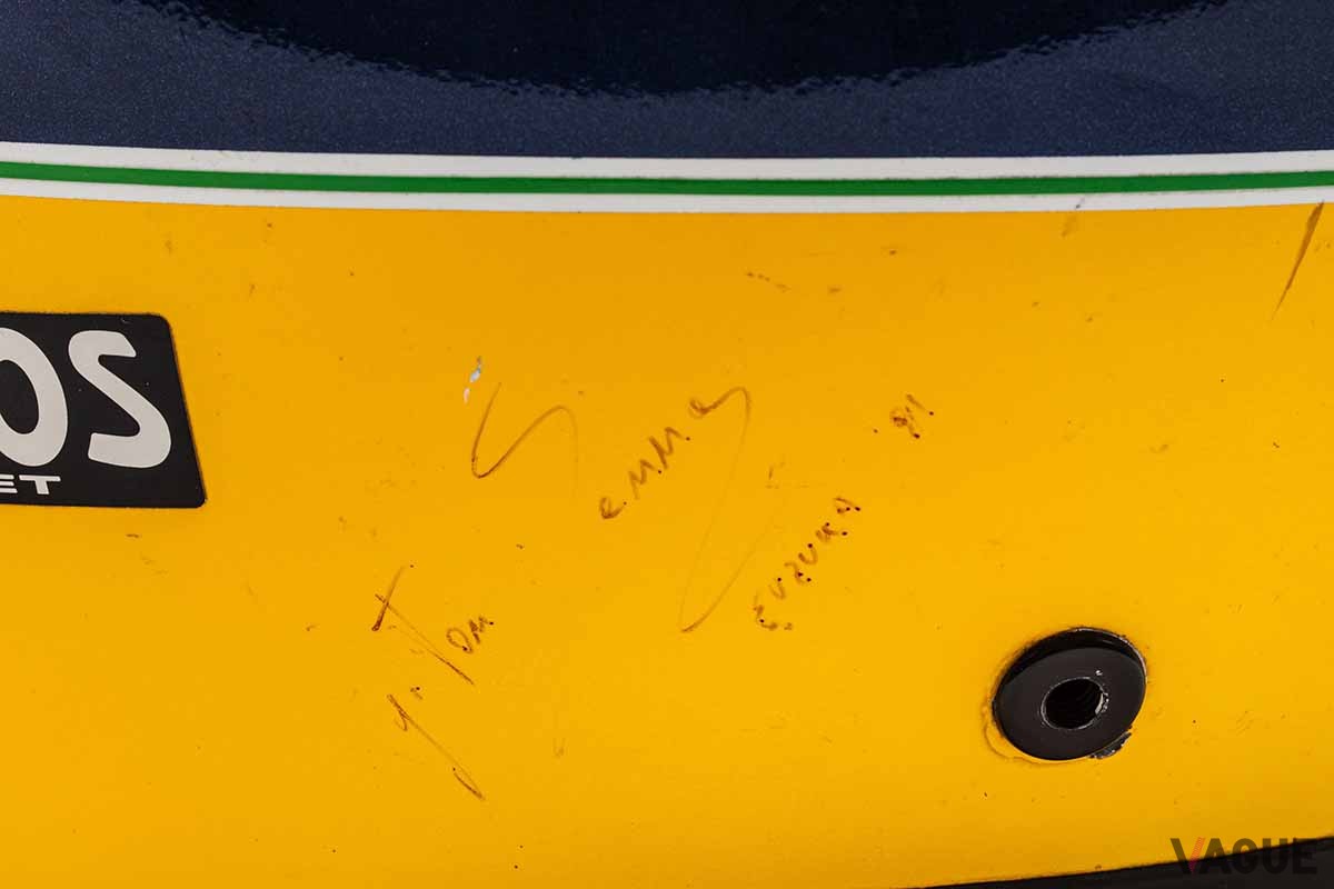 オークションに出品予定のアイルトン・セナ選手のヘルメット（1991年シーズン）