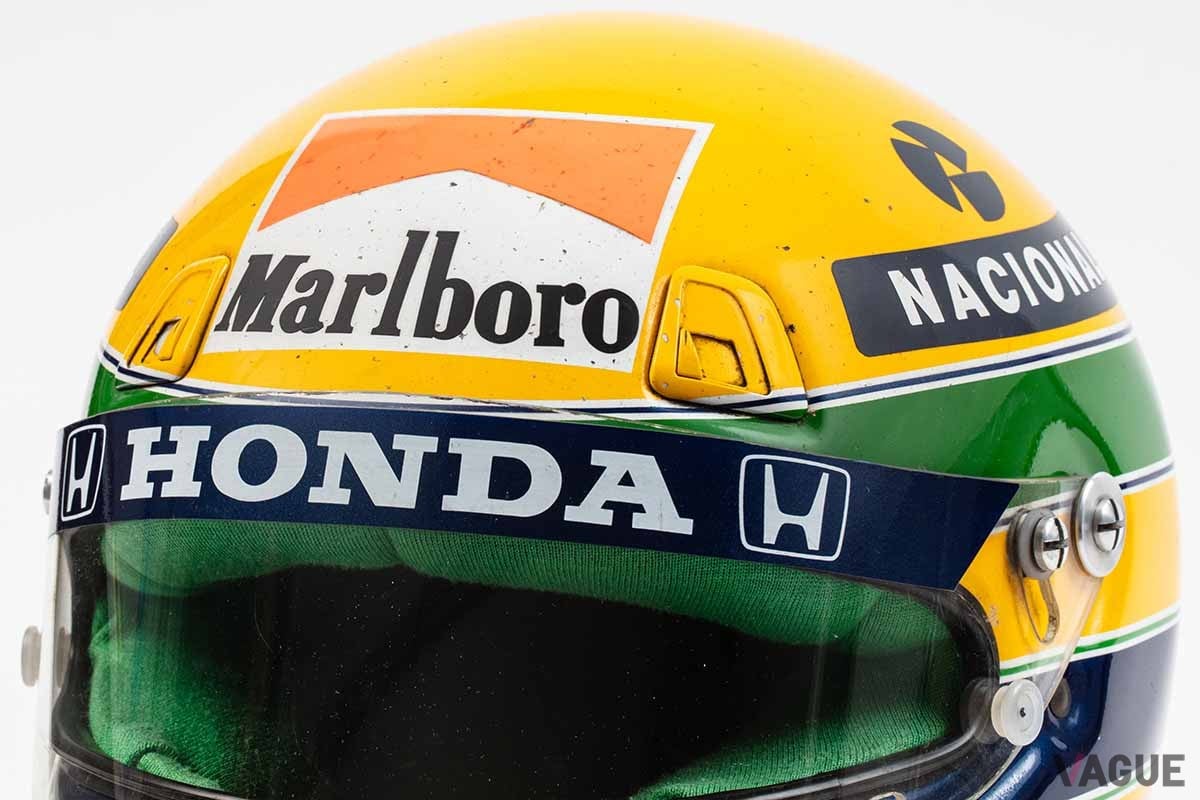 オークションに出品予定のアイルトン・セナ選手のヘルメット（1991年シーズン）