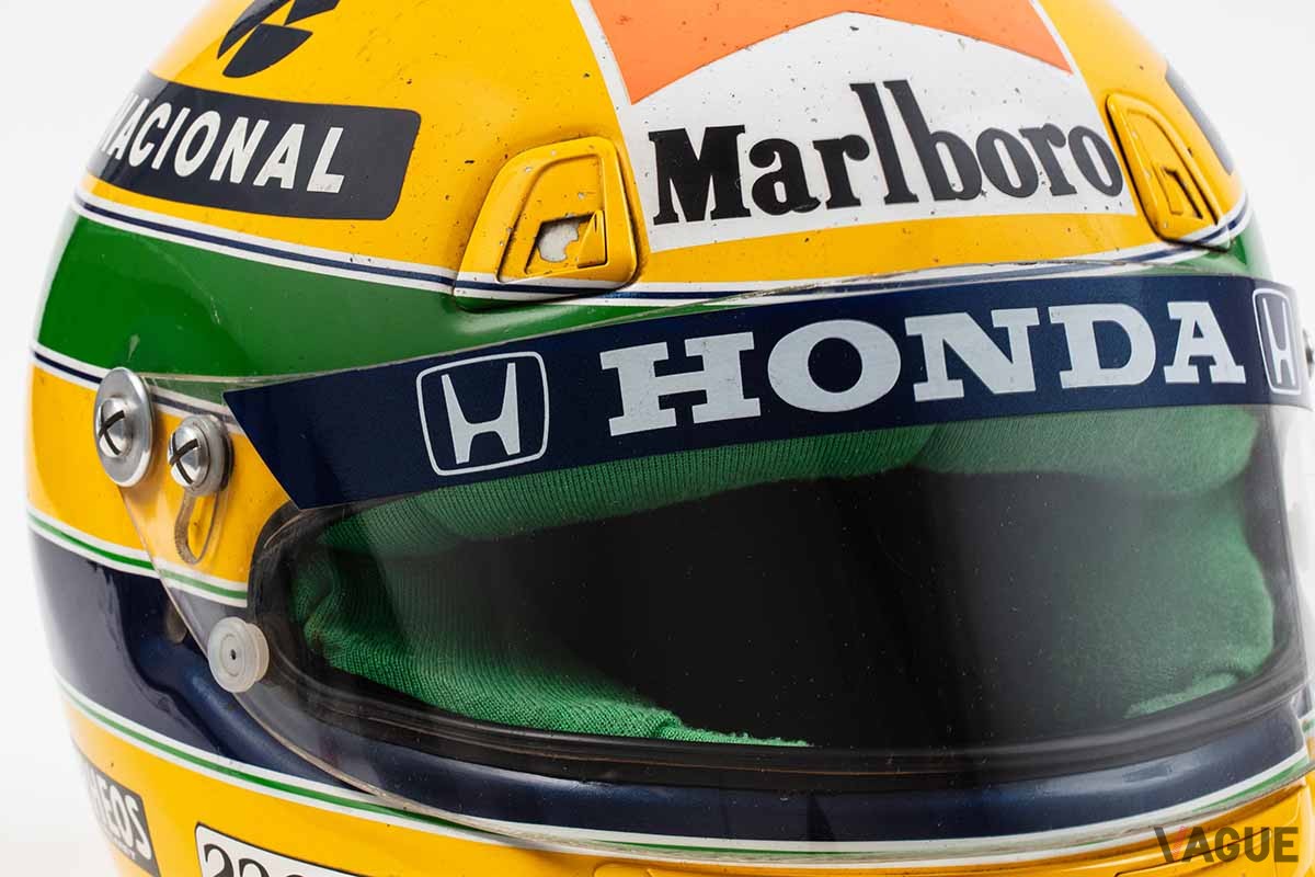 オークションに出品予定のアイルトン・セナ選手のヘルメット（1991年シーズン）