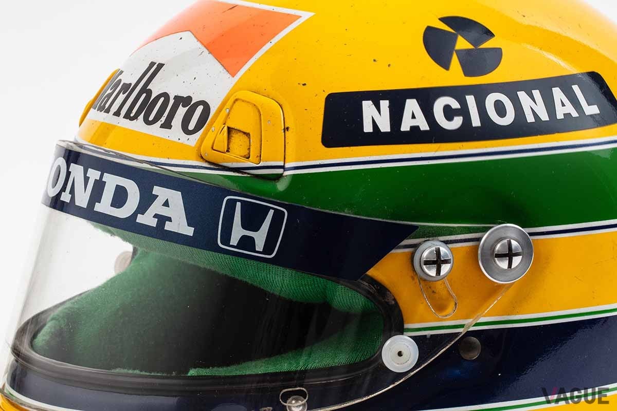 オークションに出品予定のアイルトン・セナ選手のヘルメット（1991年シーズン）