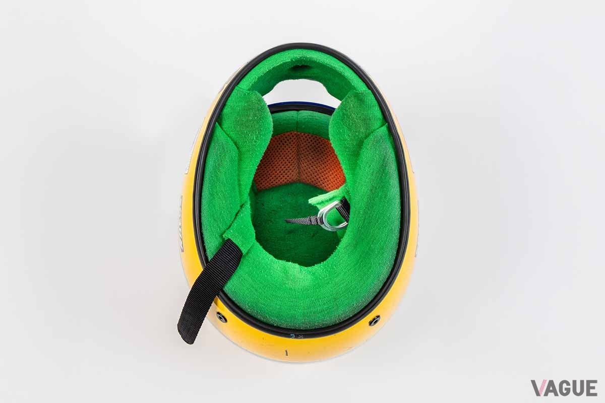 オークションに出品予定のアイルトン・セナ選手のヘルメット（1991年シーズン）