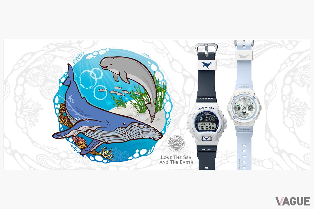 お待ちかねのG-SHOCK「イルクジ」モデルが今年も登場。今回はザトウクジラとスナメリをモチーフに、ツートンカラーの配色と特別なグラフィックや刻印で海への愛情を表現している
