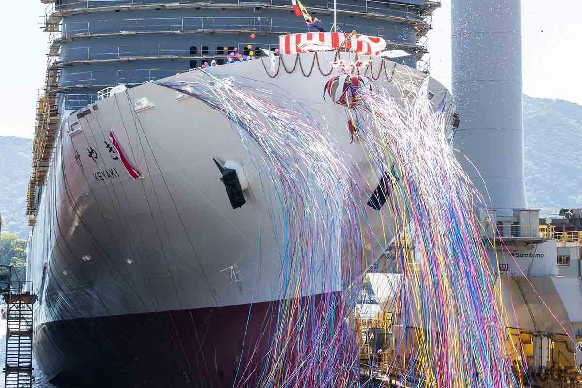 2025年4月に進水式が行われた新造フェリー「けやき」。11月14日から小樽‐舞鶴航路で就航される