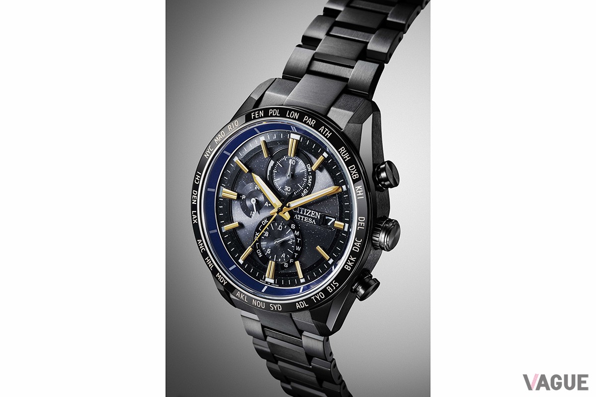 ブラックのダイヤルにはラメの星々を散りばめて宇宙空間を演出