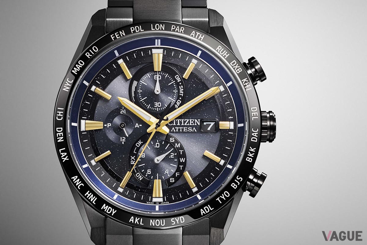 ベースモデルはアテッサの「ACT Line　AT8185-62E」。デュラテクトDLCによるブラックのケースもカッコいい