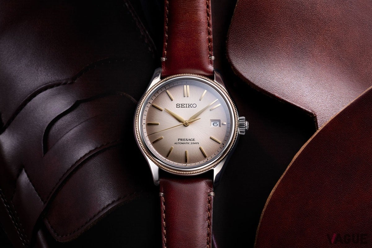 日本の美をしなやかに纏う「セイコー プレザージュ」クラシックシリーズと、リーガルを代表するブラウンレザーの「ローファー」が融合した「セイコー プレザージュ」クラシックシリーズ アップサイクル・レザーストラップ限定モデル