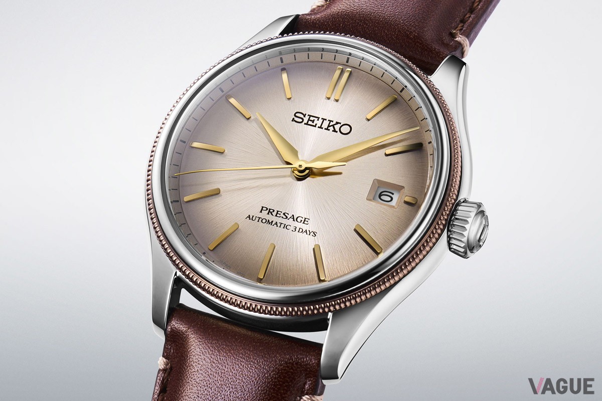 ダイヤルには江戸時代の文化・文政期に茶人や芸道に熱心な人々を中心に、粋な色と愛された「白茶（しらちゃ）」を採用