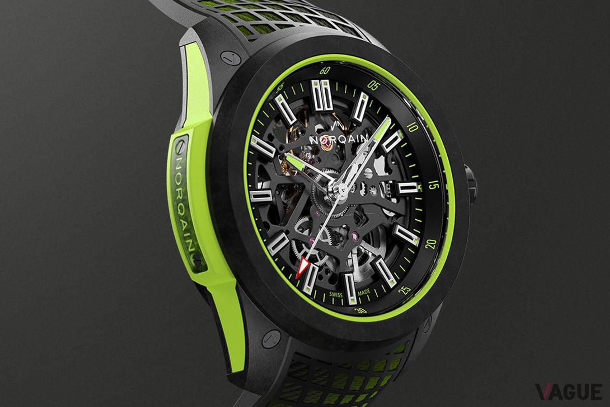 グランドスラムの熱戦を、マットブラックとイエローグリーンで表現。スポーティなシルエットの中にワウリンカ選手のパーソナリティを散りばめる