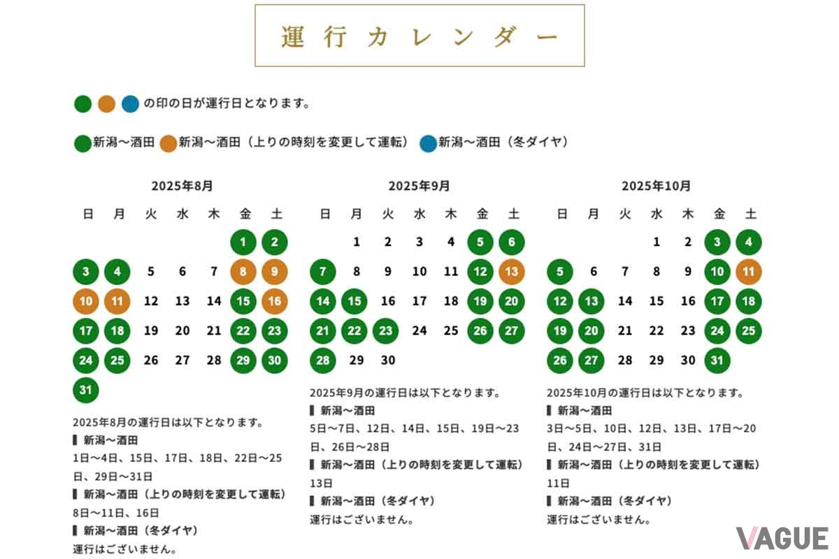 2025年度下半期の運転日
