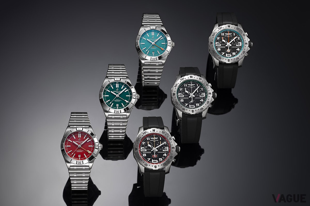 左が「クロノマット オートマチック GMT 40 　NFLチーム エディション」、右が「エンデュランス プロ NFLチーム エディション」。チームカラーやチームロゴでパートナーシップを表現している
