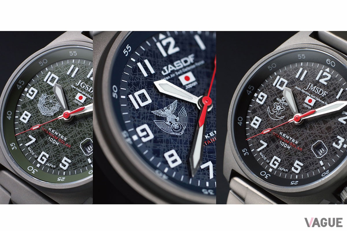 それぞれのダイアル9時位置にはエンブレムをあしらっている