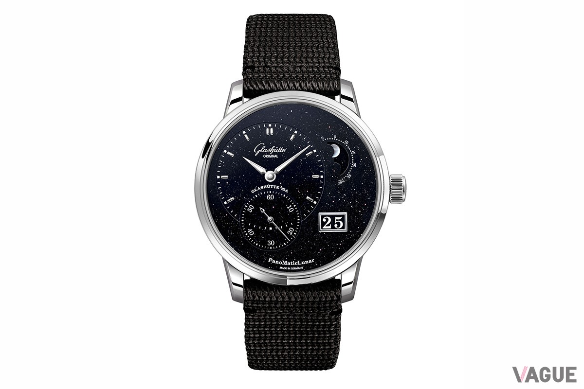 「グラスヒュッテ・オリジナル　パノマティックルナ アニバーサリー・エディション」シンセティックストラップ ブラック