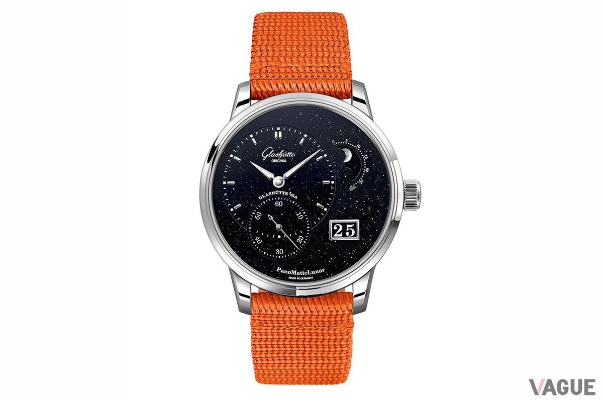 「グラスヒュッテ・オリジナル　パノマティックルナ アニバーサリー・エディション」シンセティックストラップ オレンジ