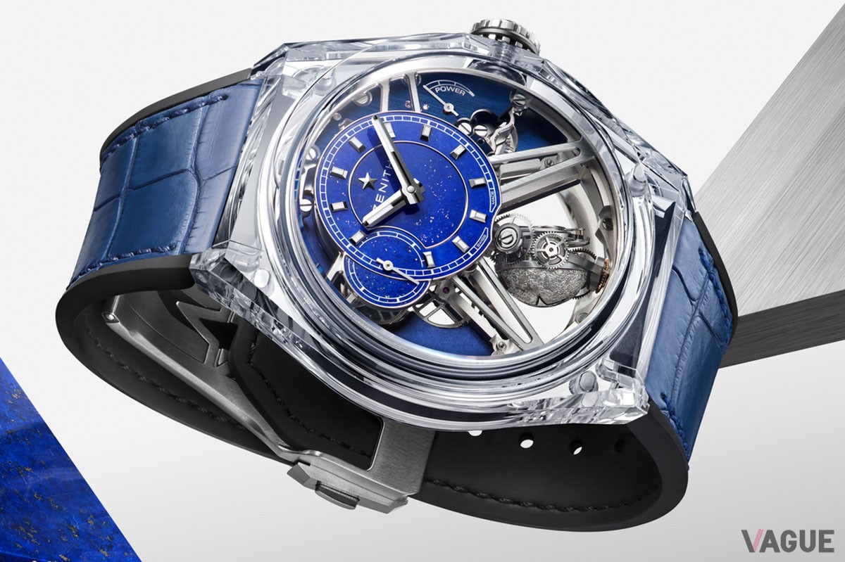 トランスペアレントモデルではスケルトンキャリバー“エル・プリメロ 8812S”のメカニカルな美しさと華麗な装飾、ユニークな動きを堪能できる