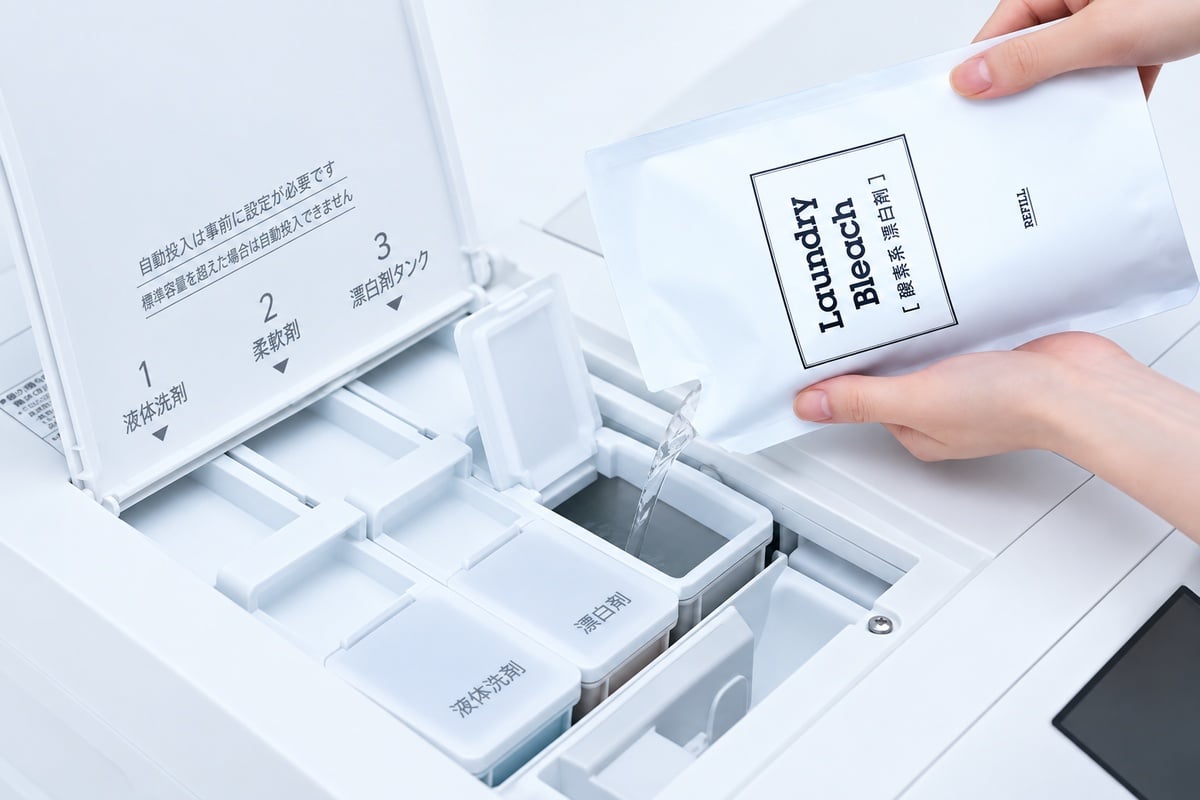 ななめドラム洗濯乾燥機「NA-LX129FL」。想定売価は約40万円前後。トリプル自動投入に加え、2026年度モデルでは液剤経路の自動洗浄まで搭載し、“洗剤を量る・補充後に手入れする”手間を減らします。