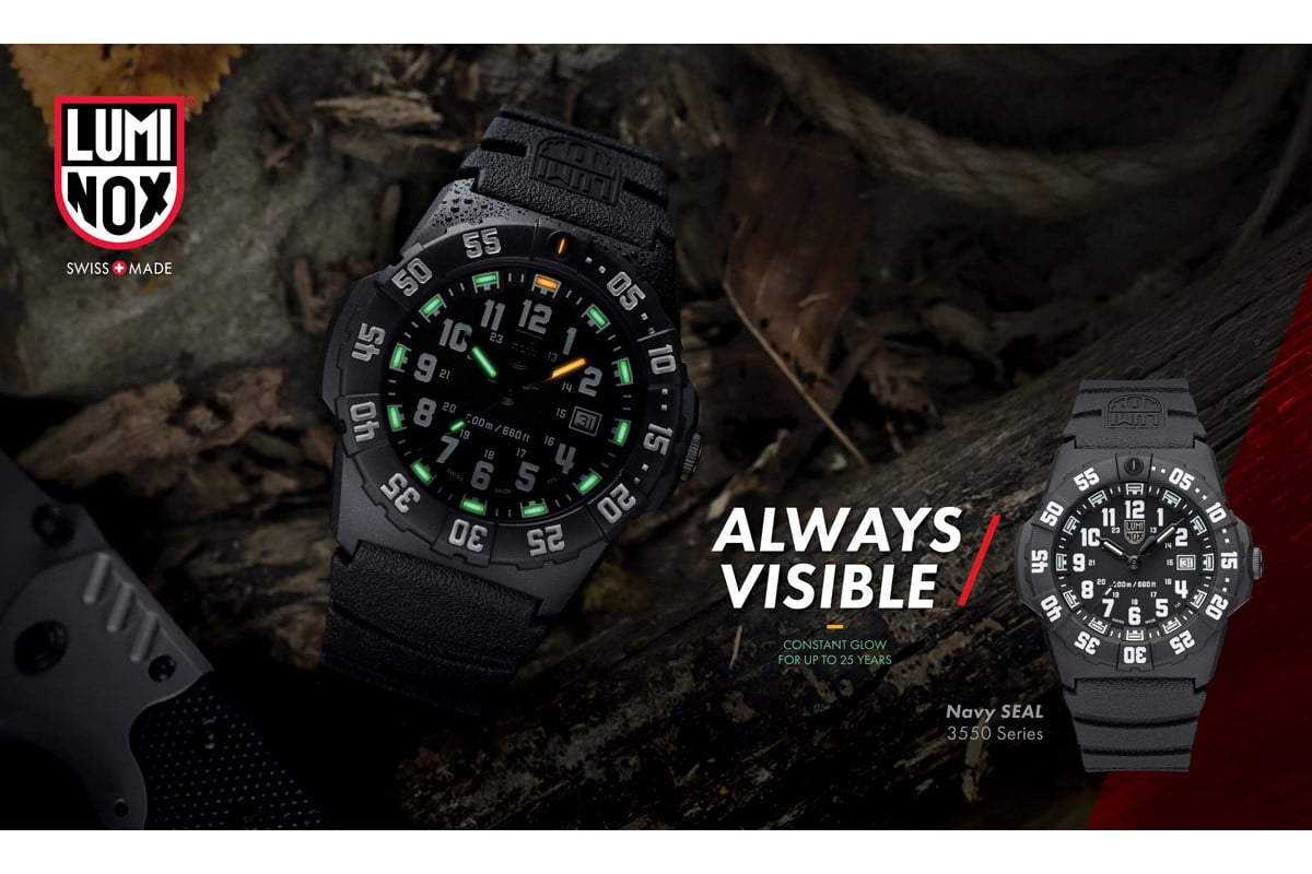 ルミノックス Navy SEAL 3550 Seriesのイメージ。ブランドロゴと夜光表現は受領画像のまま