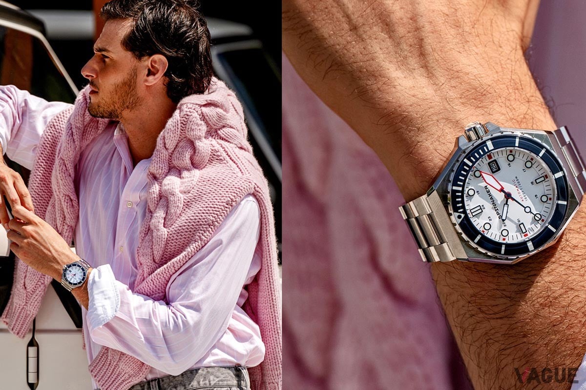 普段使いに品よく寄り添うヴィンテージデザインに、ダイバーズとしての確かな実用性を備える（Regatta White）